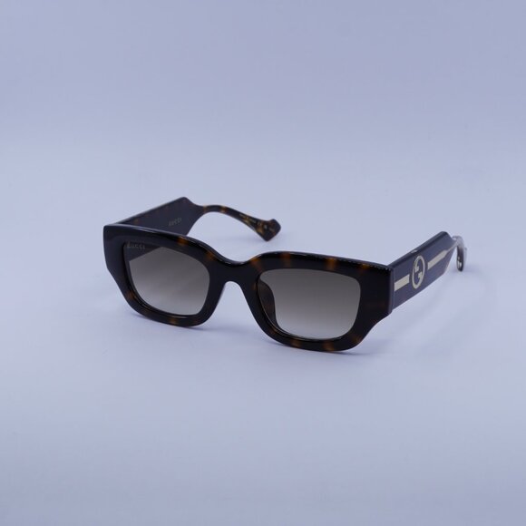 Gucci GG1558SK 002 Sunglasses Havana Square Frame, Brown Lenses - Picture 1 of 11